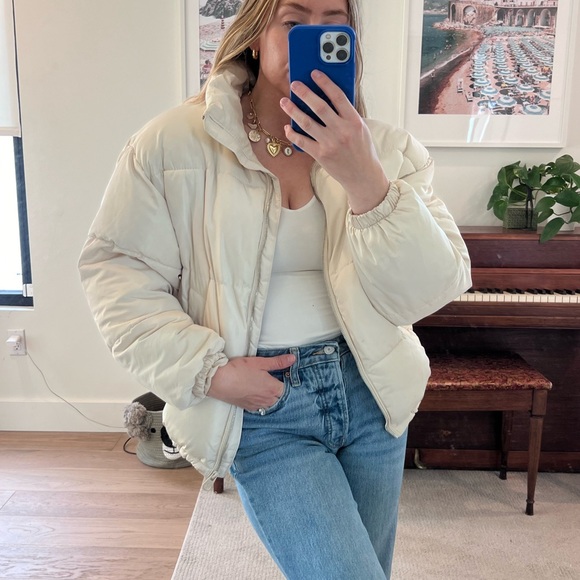 Beige Puffer Jacket - Picture 1 of 5